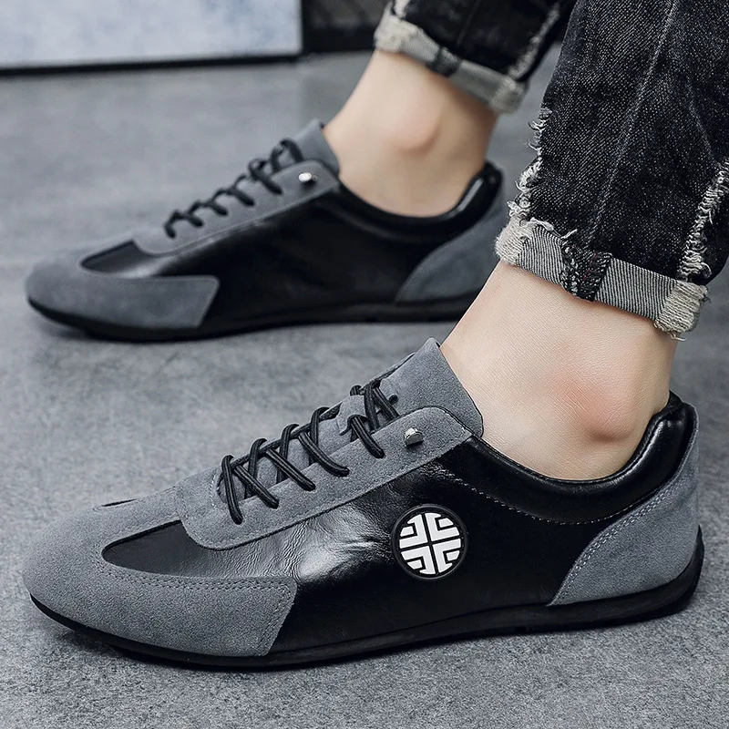 

New trendy versatile men's casual single shoes one foot lazy shoes soft soled driving work shoes