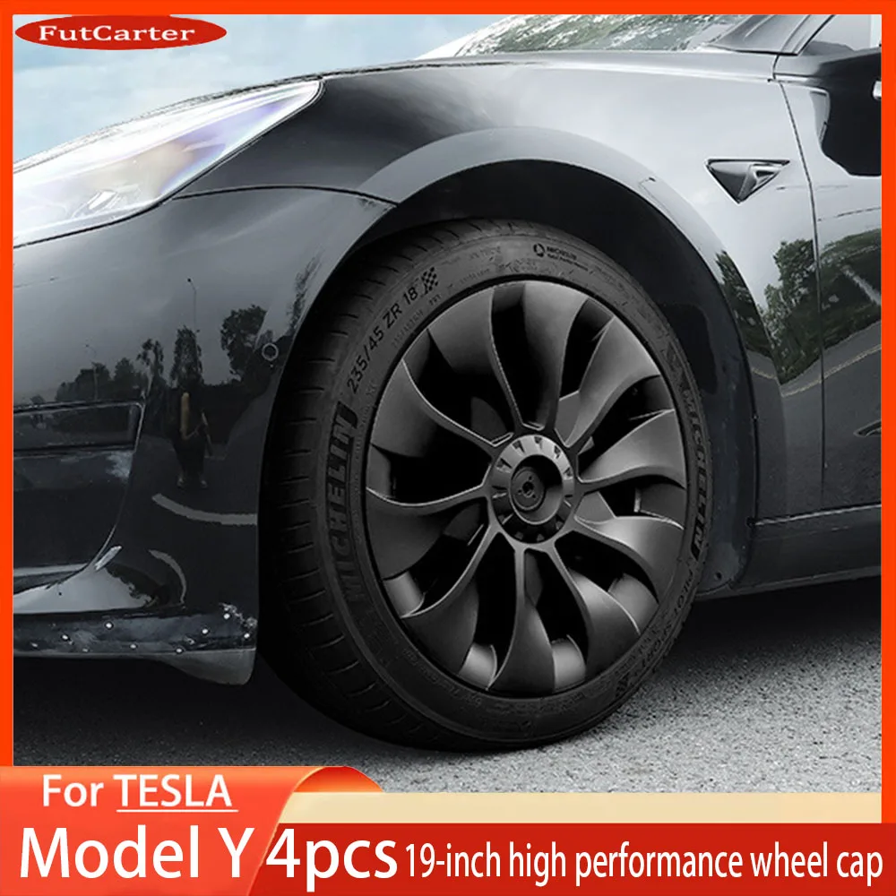 4PCS HubCap Performance Automobile Replacemen Hub cap Full Rim Cover Accessories for Tesla Model Y 19 Inch Wheel Caps 2018-2024