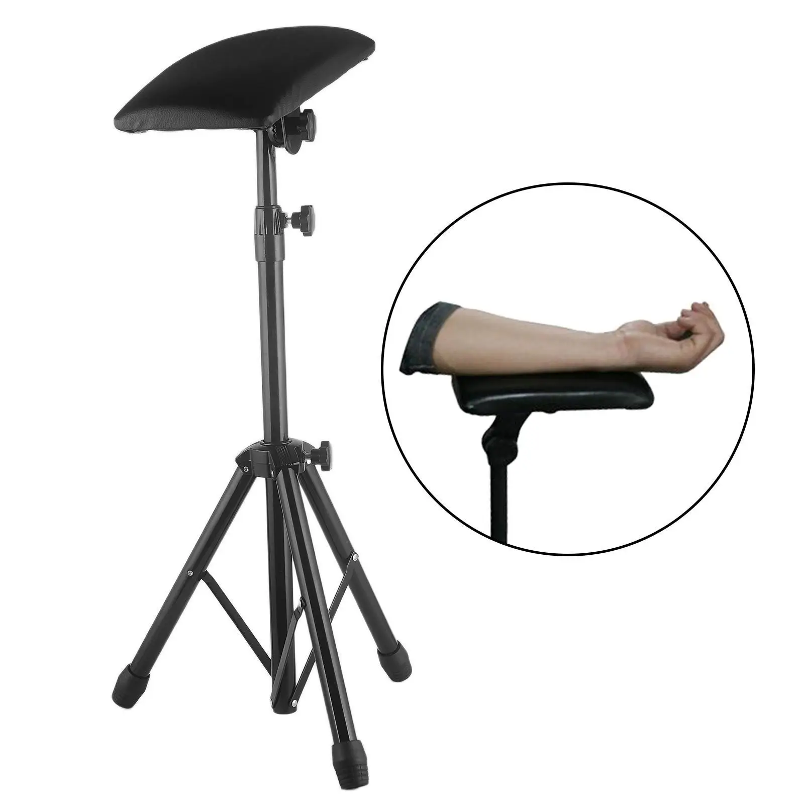 Armrest Stand, Foldable Sponge Pad Arm Leg Rest Tripod for Studio Salon , Adjustable Height: 25.59-45.27inch