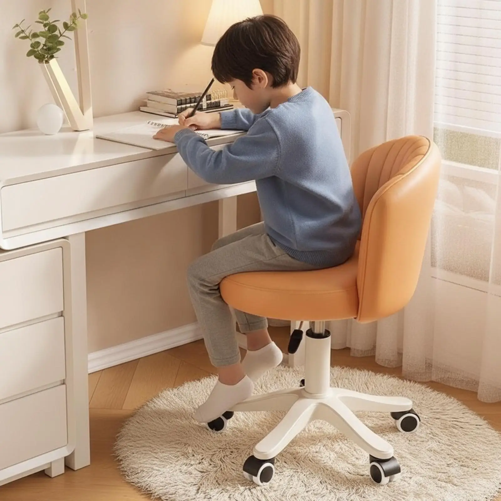 Adjustable Height Swivel for seat for Home Office with Five Point Safety Base and 360 Degree Rotation for Daily Comfort
