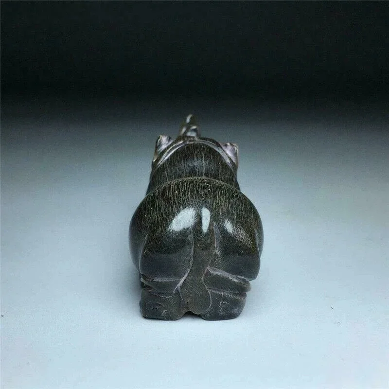 Chinese Natural Ox Horn Hand Carving Rhinoceros Statue Pendant Figurines Desk Decoration Home Collection Ornaments Gift