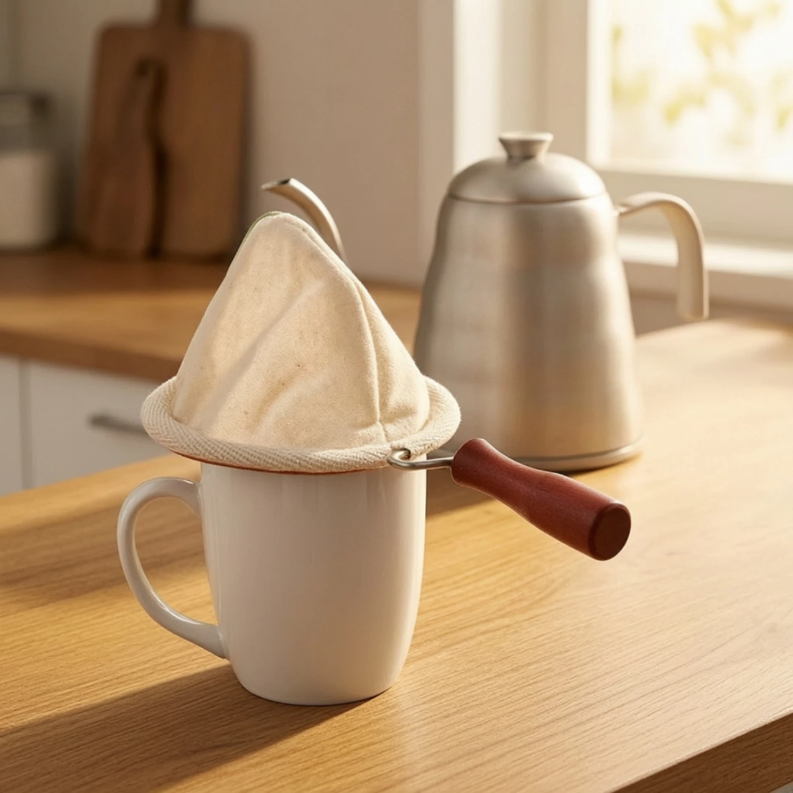 Flannel Coffee Strainer Easy to Clean Cloth Coffee Dripper Stainless Steel Frame for Baristas