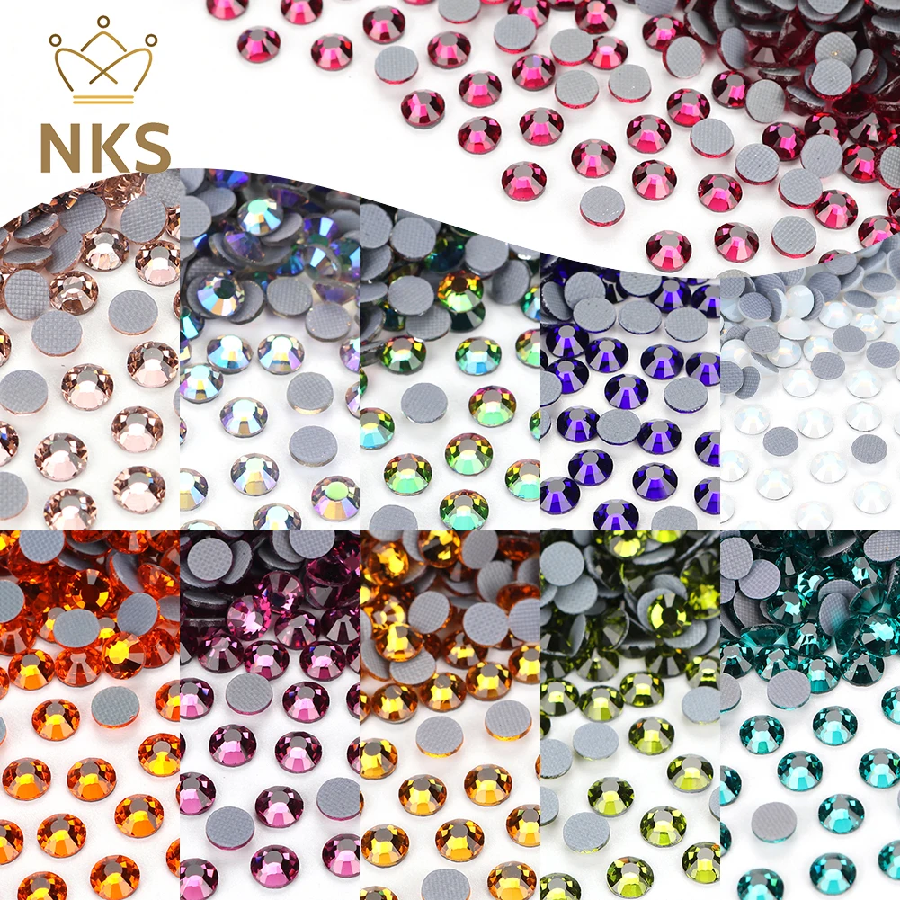 NKS 101~219 High Quality Crystal electroplating Flatback Hotfix Rhinestones For Shoes Bags Garment Decoration DiY