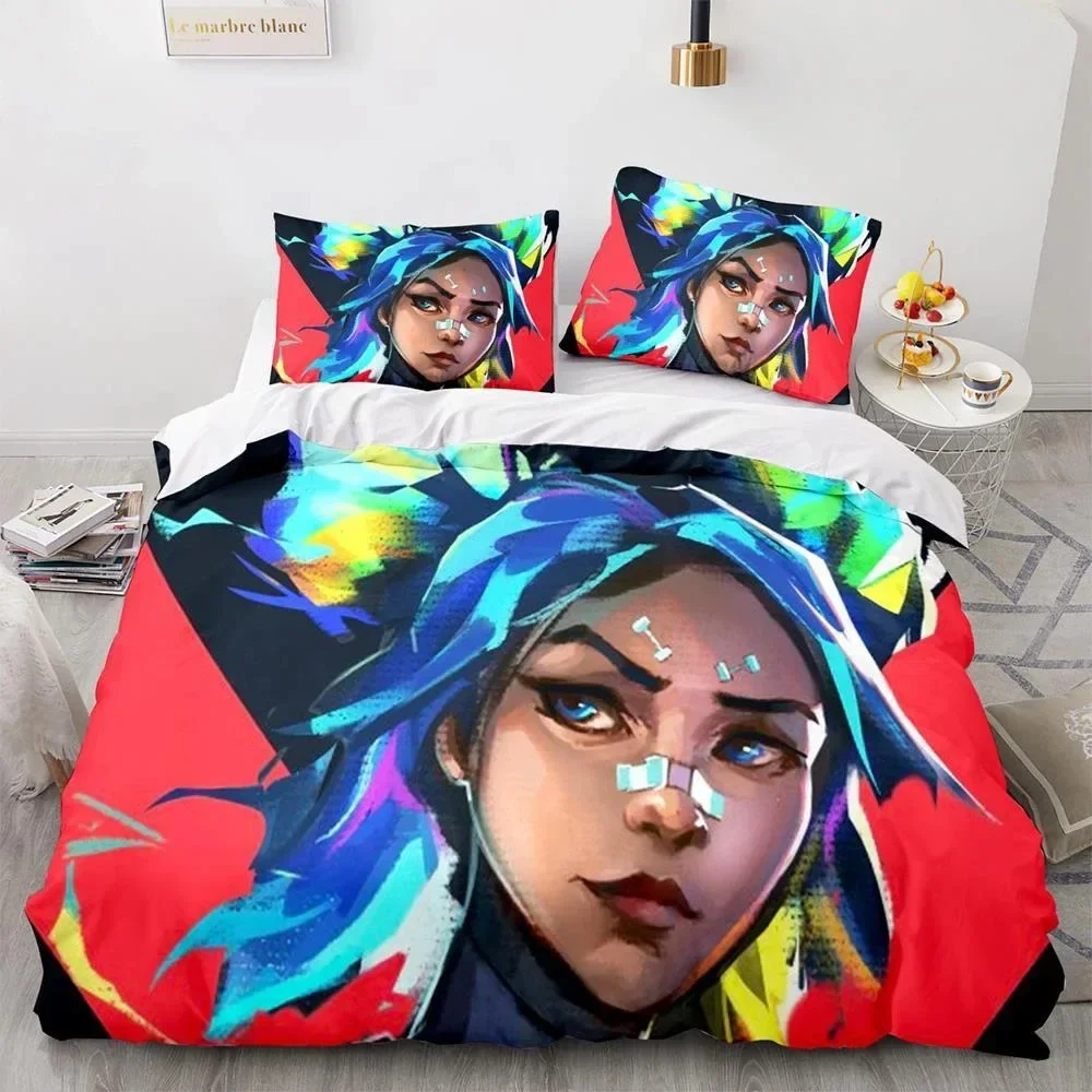 

Game Valorant Neon Comfortable Duvet Quilt Cover Pillowcase Bedding Set Children Bedroom Decoration Home Textile