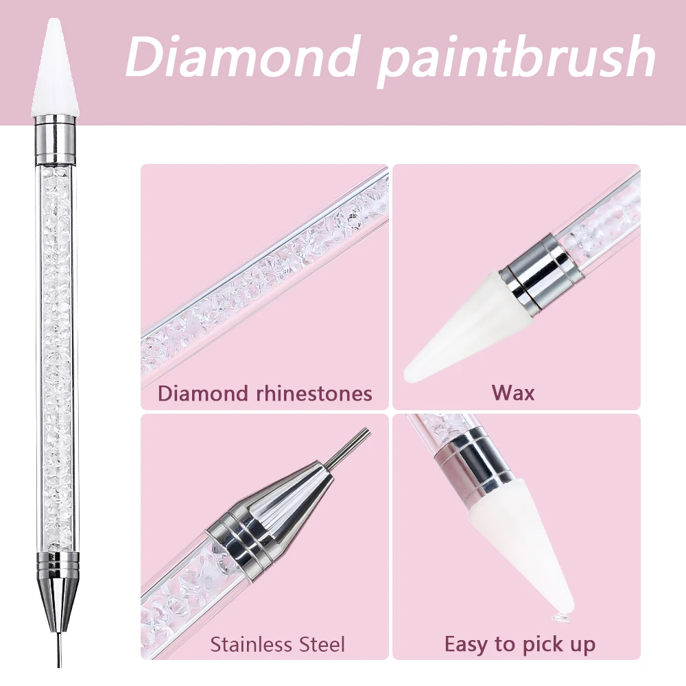 12 Gitter, 3D-weiße Nail-Art-Strasssteine und 2 Werkzeuge, gemischte Größen, flache Rückseite, rundes Glas, Diamant-Nagel-Charms, DIY-Handwerk, Maniküre-Zubehör – Detail 2