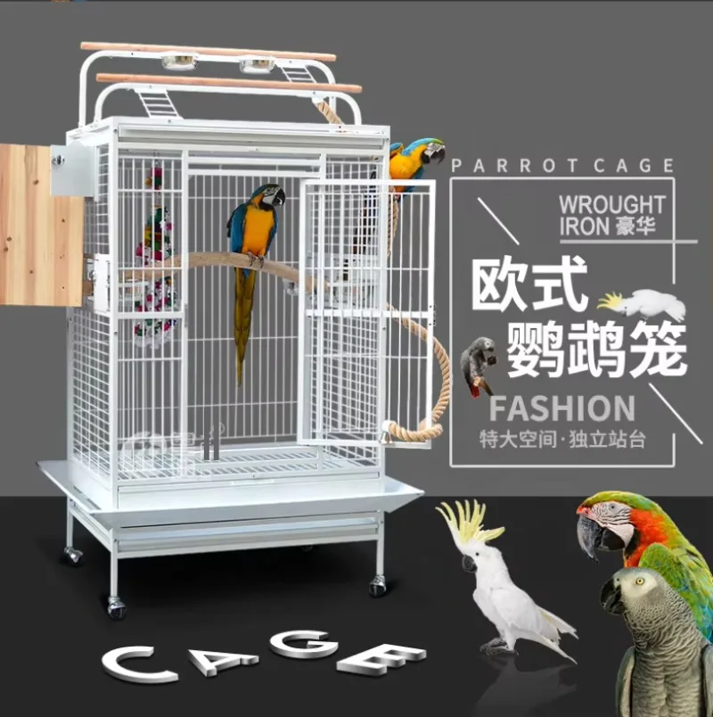 Wholesale Extra Large Wrought Iron Open/Close Play Top Bird Parrot Cage