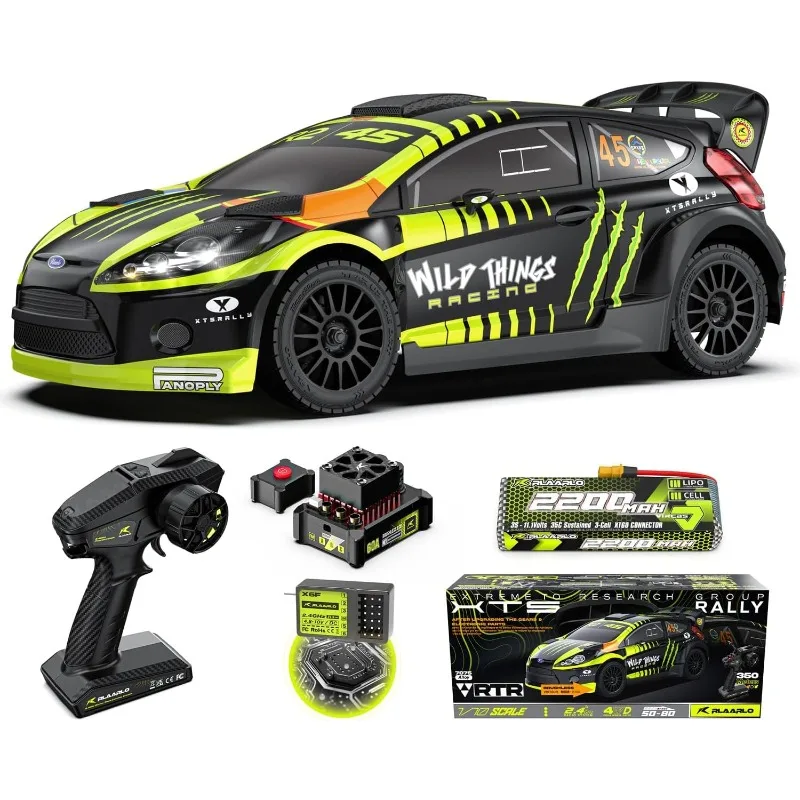 RLAARLO 1/10 Auto da deriva RC senza spazzole in fibra di carbonio per adulti con giroscopio, max 50 mph Auto da rally RC veloce, 2,4 Ghz per tutti i terreni