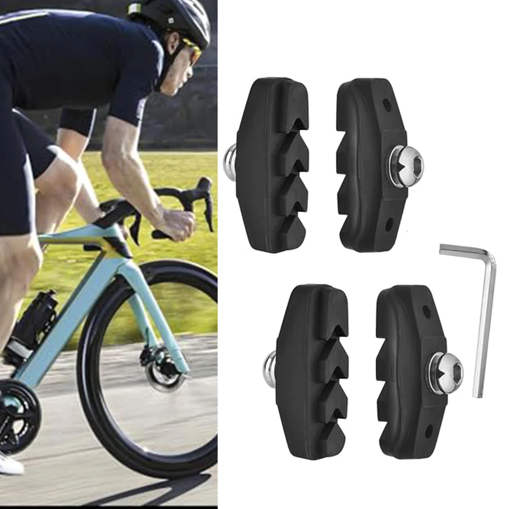 2 paar Fahrrad Für V-Bremsbeläge Leistungsstarke Nass/Trocken Stop 50mm Gummi Straße & MTB L/R straße Fahrrad Stille Bremsbeläge Radfahren Teil