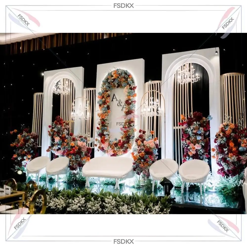 Modern Acrylic Backdrop Arch for Wedding Led Light Wedding Photo Backdrop Wedding Wall Backdrop