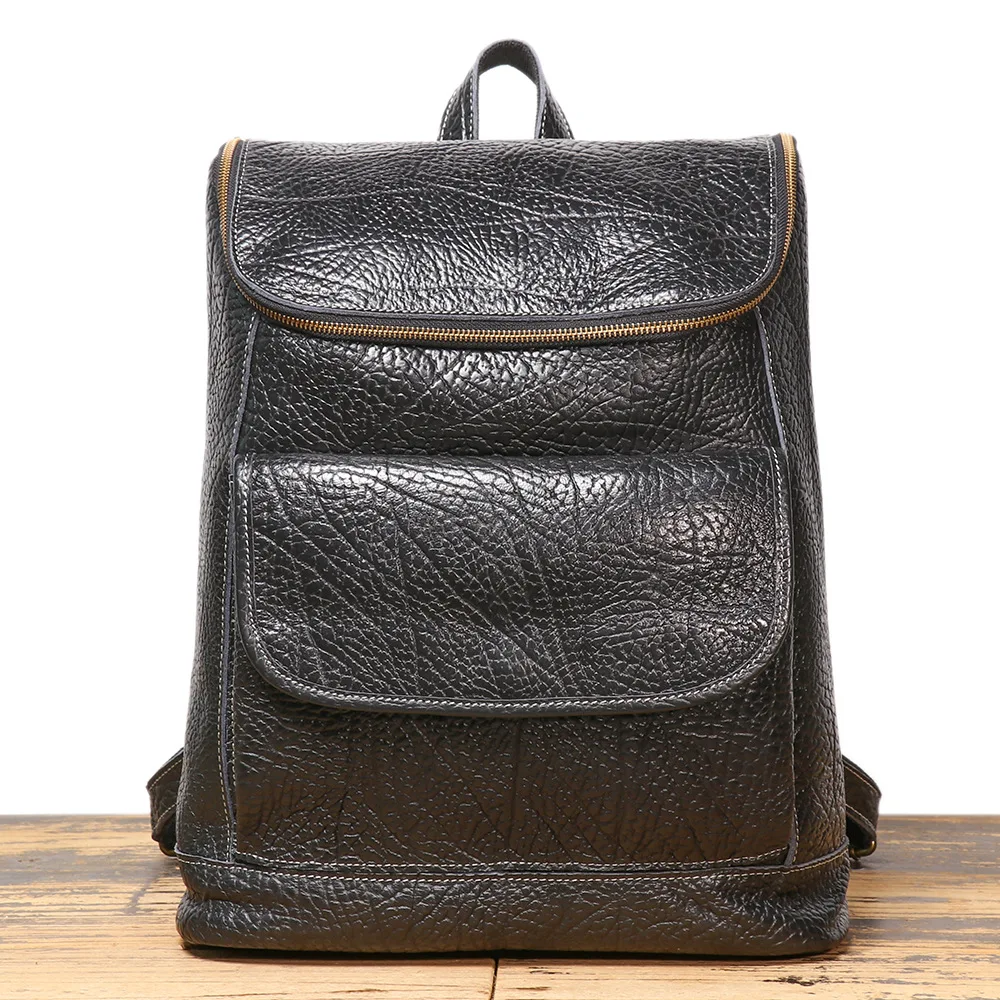 Top-Grain Leather Men's Backpack - Large Capacity Travel & Commuter Laptop Bag with Multiple Compartments for Work and Business
