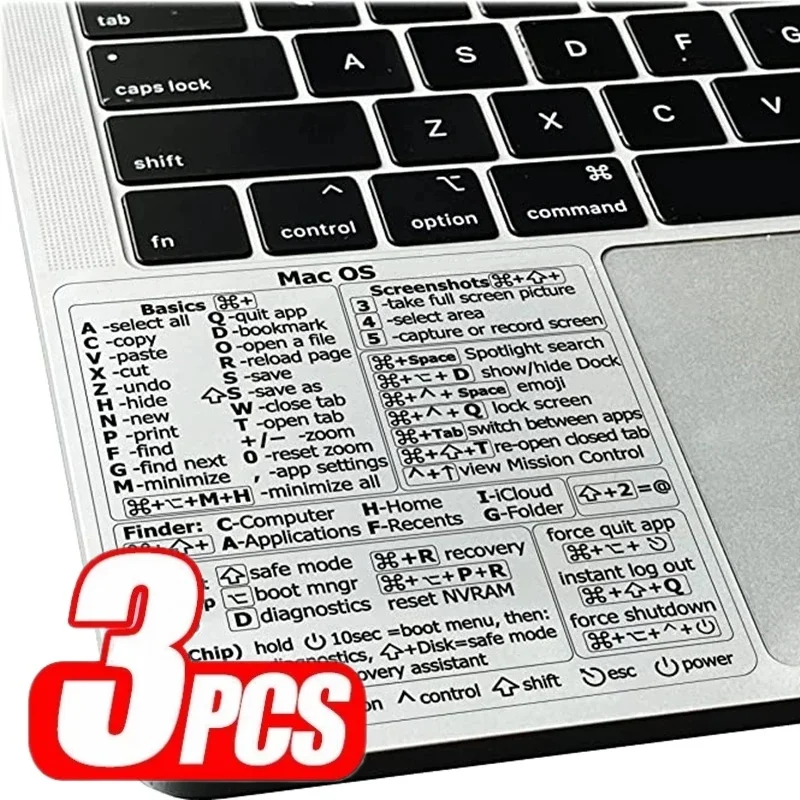 Autocollant de raccourci pour système Mac OS 2024, nouvel autocollant de clé de raccourci pour MacBook Pro 13-16 pouces 13 /Air 13 Windows Word Excel