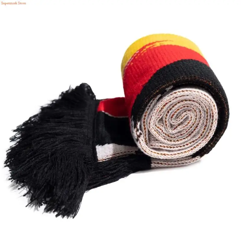 

140cm Multiuse Germany Soccer Scarf with Tassels Deutschland Theme Shawl for EuropeanCup Fans Comfortable and Easy to Maintain