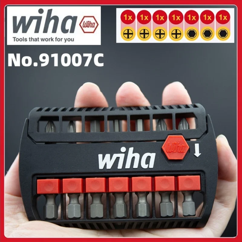 WIHA  Magnetic Screwdriver Bit Set  Hex Bits with Tool Case High-Torsion Impact Bit Set Hand Tool 7Pcs 49mm Phllips Torx 91007C