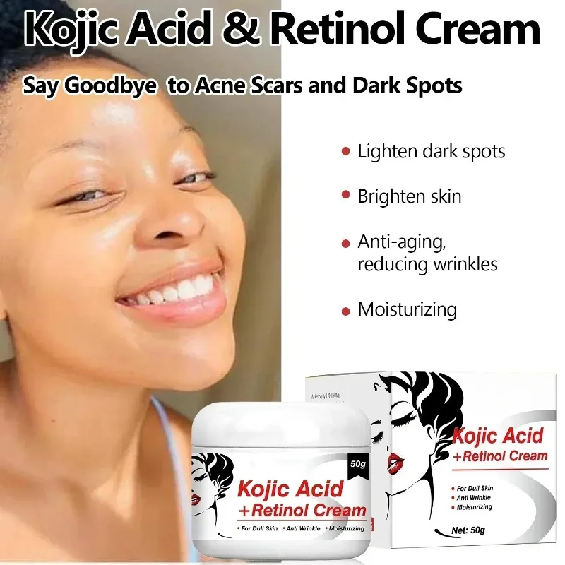 Kojic Acid Retinol Cream Skin Whitening Cream Anti Aging Brighten Fade Stubborn Dark Spots Moisturiz Nourish Facial Skin Care