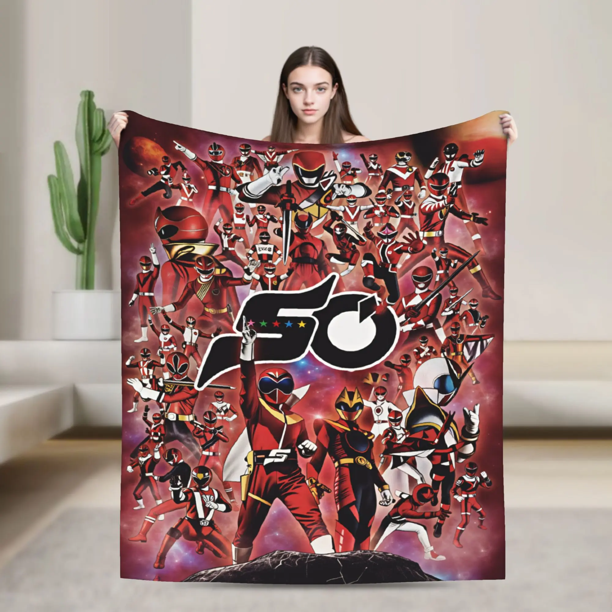Warm Soft Blanket Travel Super Sentai Throw Blanket  Flannel Bedspread For Couch Chair Graphic Sofa Bed Cover