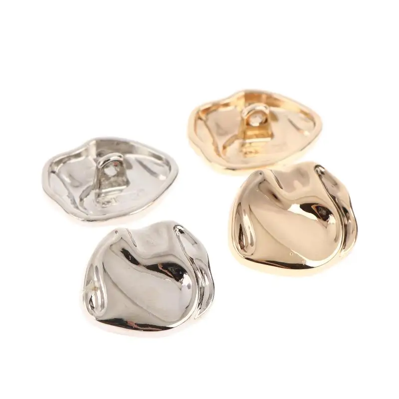 10Pcs/set Irregularly Shaped Buttons Beautiful Gold/Silver Color Metal Shank Buttons Diy Crafts Clothing Sewing Accessories
