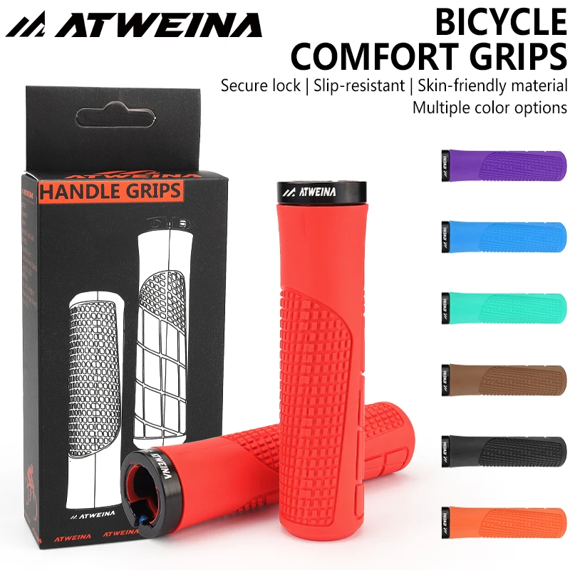 

ATWEINA Highway Bike Handlebar Grips Anti Slip And Shock-Absorbing Bicycle Handle Lock the soft rubber 22.2mm Cycling Handle