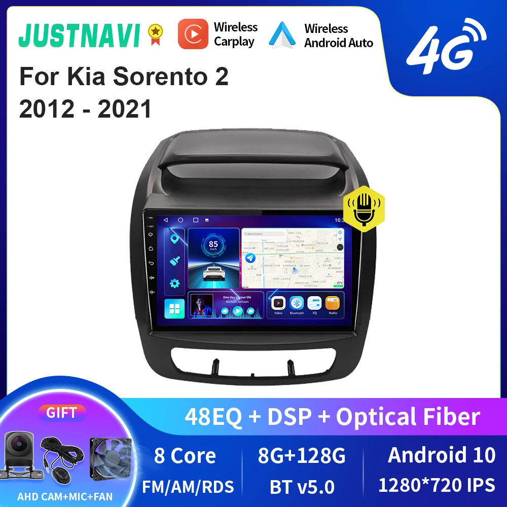 

JUSTNAVI QT10 беспроводной CarPlay Android авто радио для Kia Sorento 2 2012 - 2021 стерео автомобильный мультимедийный видеоплеер GPS DVD DSP