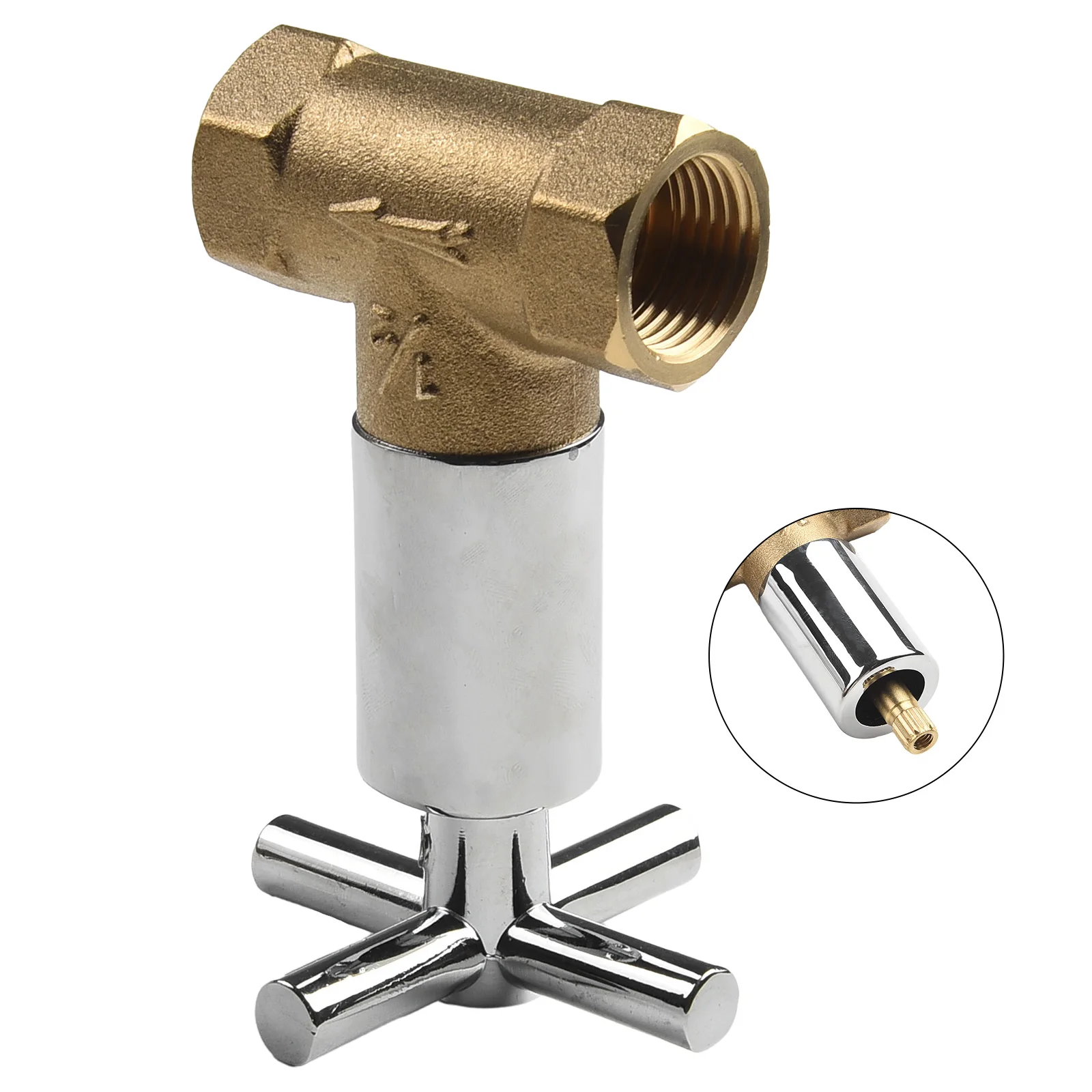 Solar Switch Water Valve Pipeline Link Ceramic Spool Copper Dark Valve Open Quickly Plumbing Fittings 6 Points