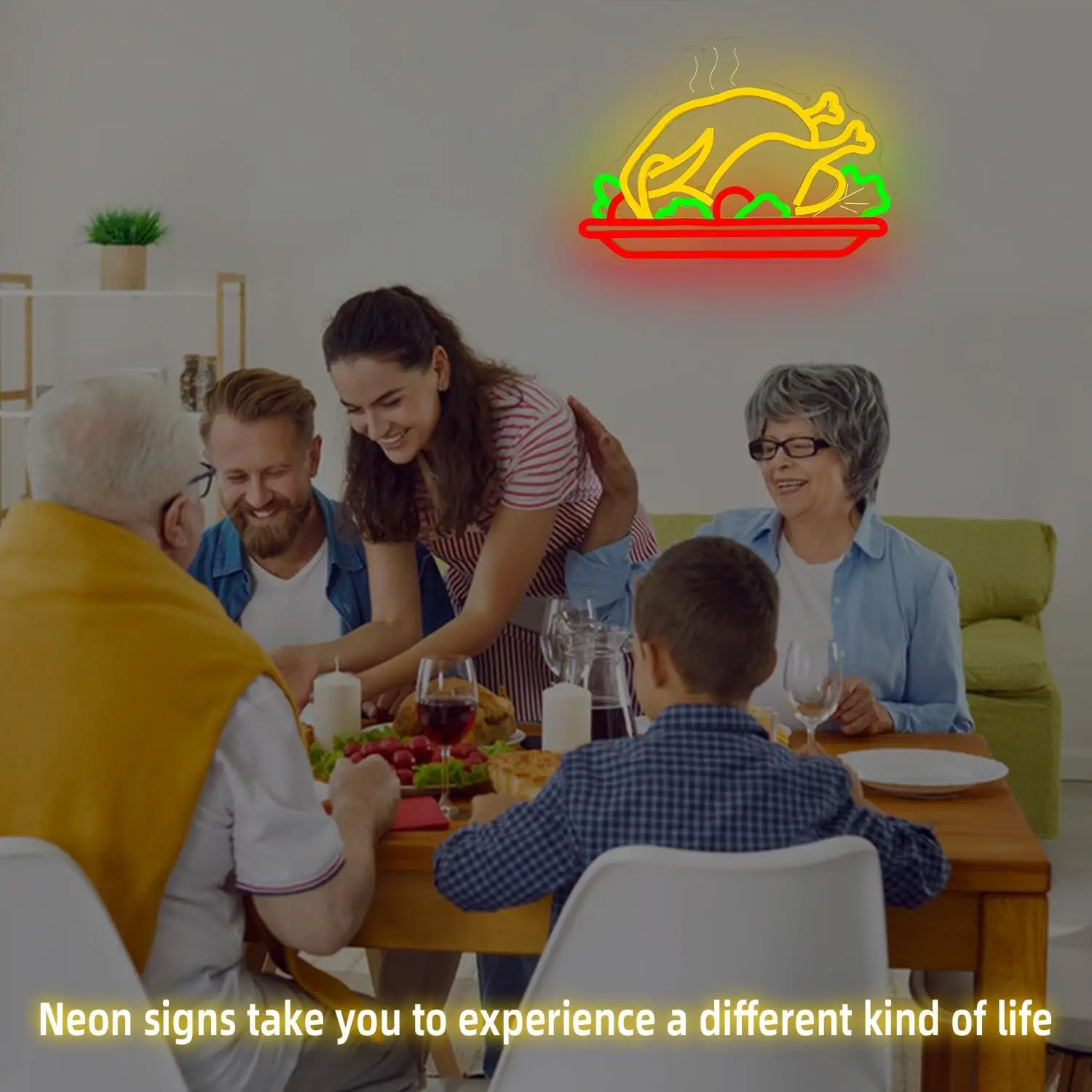 تركيا النيون تسجيل الدجاج أضواء النيون عكس الضوء LED لمطعم متجر الشكر غرفة الطعام رجل الكهف الدجاج المشوي ديكور USB