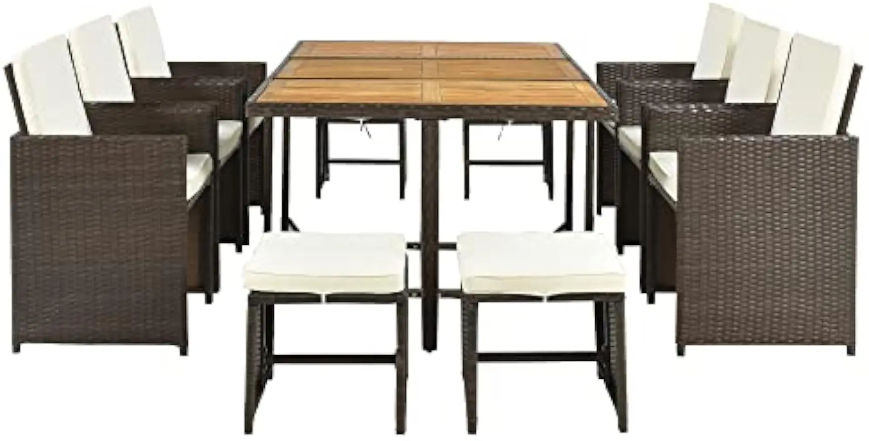 Patio Dining Table Set, 11 Piece Furniture Sets, Wicker Rattan Dining Table and Chairs Set, Patio Conversation Set with Cushion