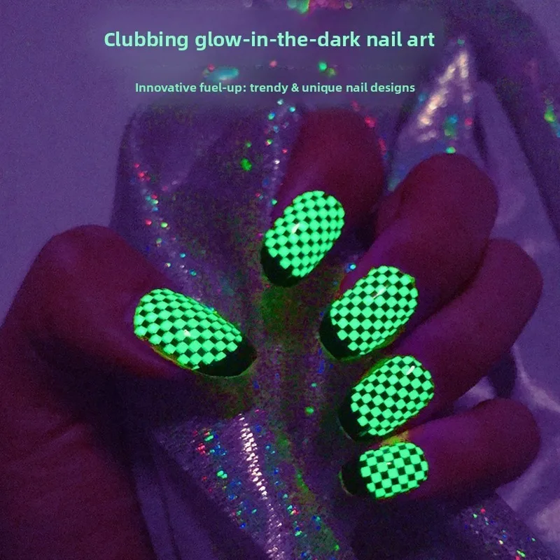 Brilho escuro adesivos de unhas fluorescente crânio flor design cobertura completa unhas falsas auto adesivo manicure arte decalques suprimentos beleza
