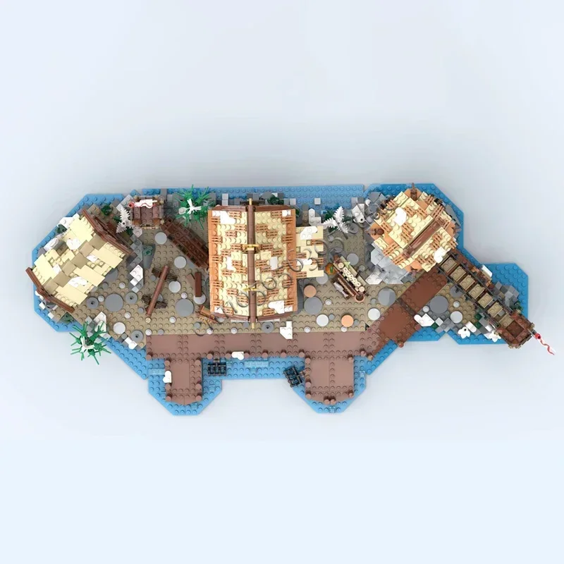 586 قطعة Moc متوافق 21343 فايكنغ قرية منزل توسيع سفينة القرون الوسطى اللبنات الطوب الهندسة المعمارية الهدايا الإبداعية