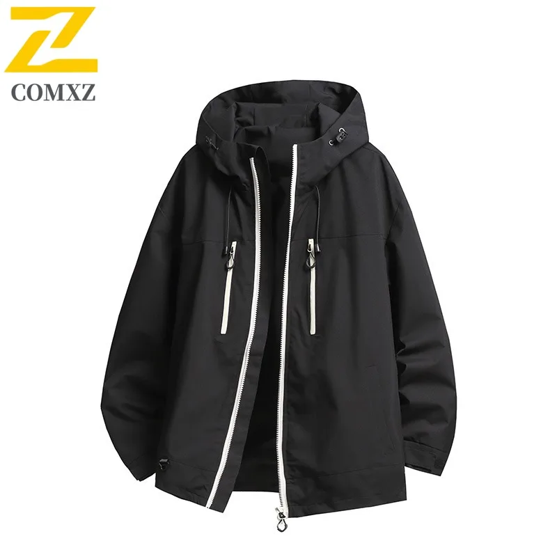 

COMXZ Trendy Outdoor Mountain Jacket Coat Men Hooded Windproof Jacket Youth Casual Waterproof Windbreaker Two Piece De Wu Hot