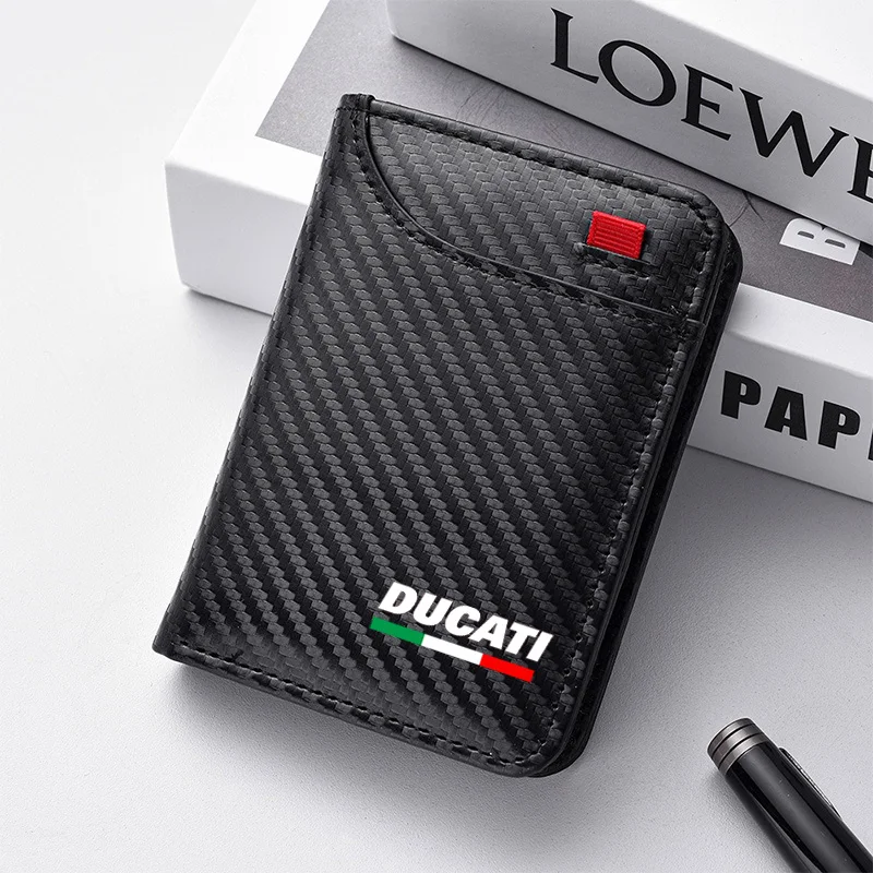 

PU Leather Car Emblem Wallet Mini Credit Card Purse Portable Small Wallet For DUCATI MONSTER 696 796 M1100S M1200S 848 1200 1199