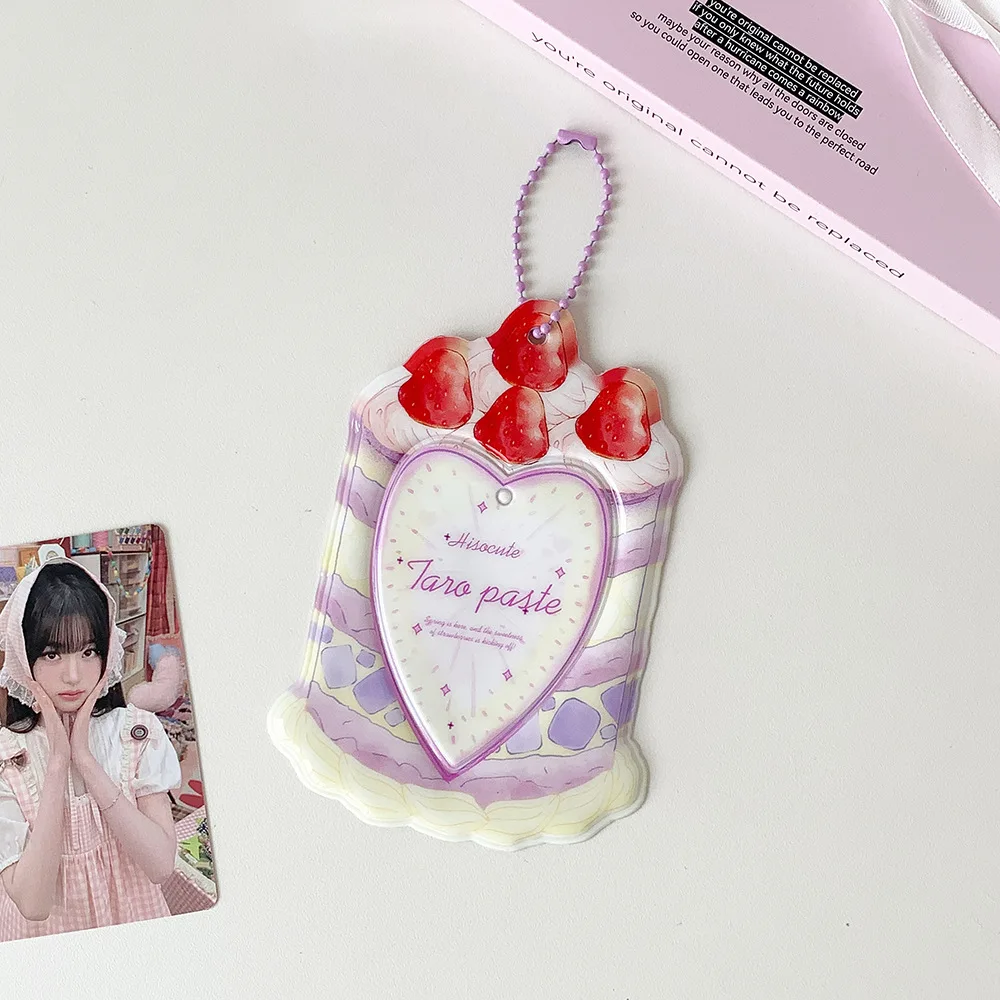 Niedlicher Fotokartenhalter Erdbeerkuchen 3 Zoll Kpop Kartenhalter Mini-Karten-Display-Tasche Anhänger – Detail 5