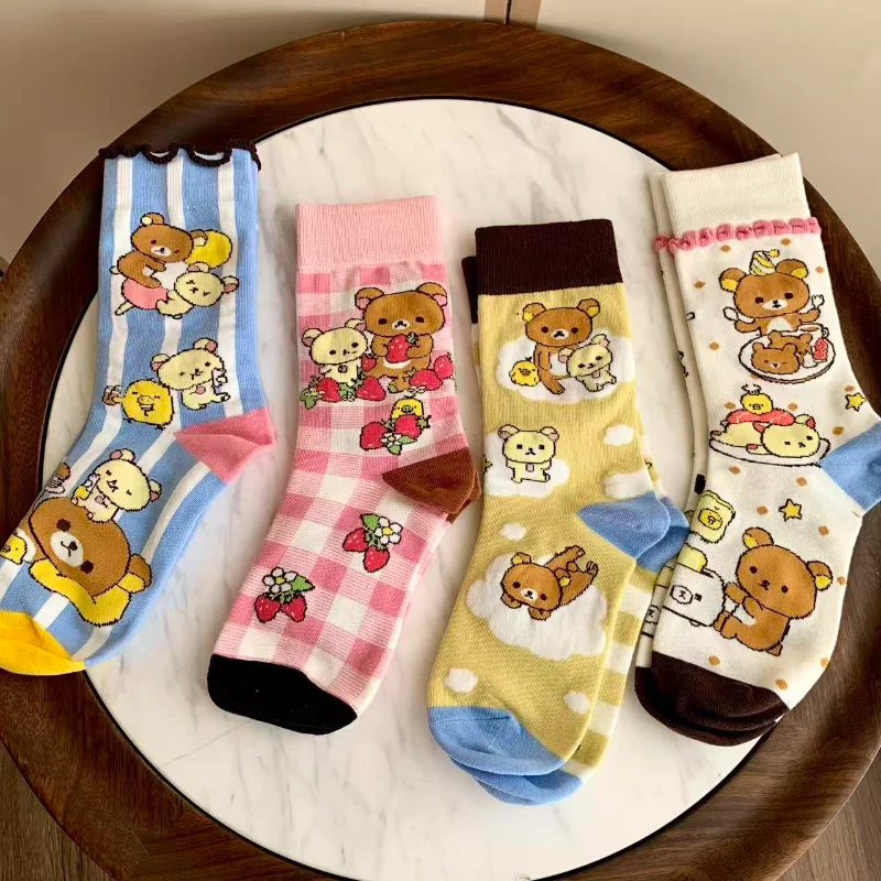 

New Cute Rilakkuma Socks Cartoon Autumn and Winter Mid Calf Socks Fashion Couple Socks Girl Bestie Gifts Festivals Birthday Gift