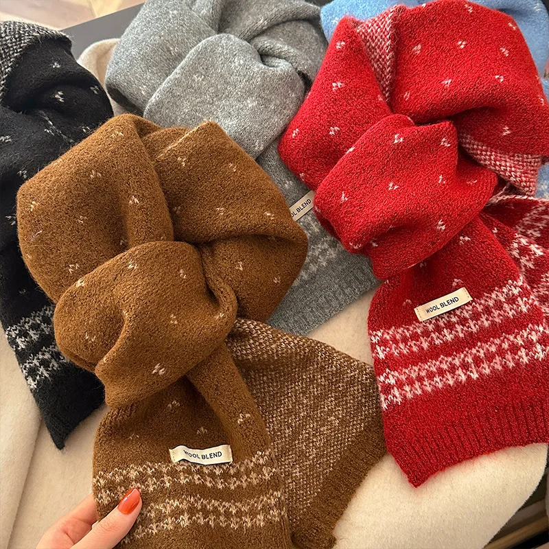Scarf Wool Blend Thick Warm Winter Korean Style Minimalist Unisex All Match Wrap for Student Commute Office Gift