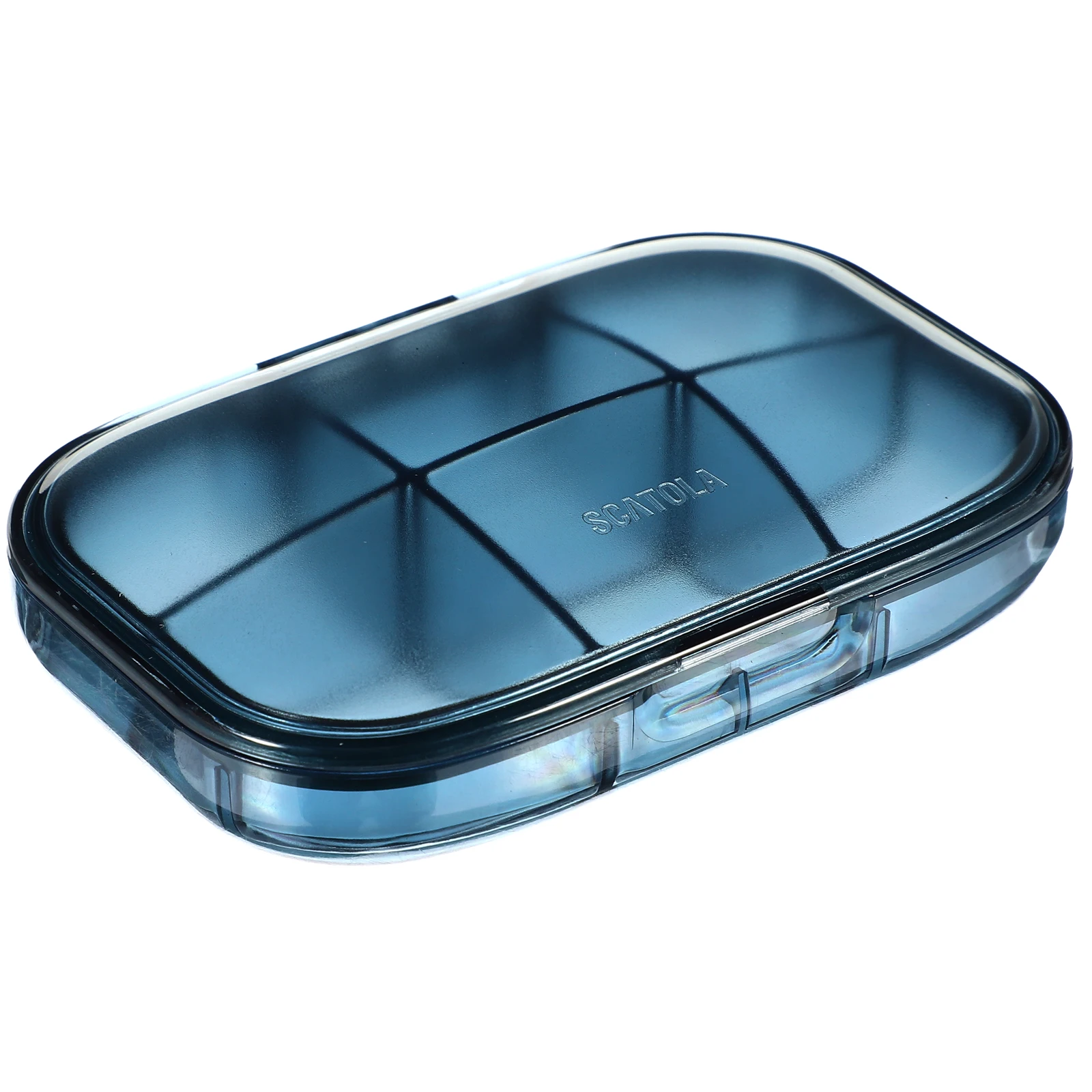 

Transparent 6 Grid Sealed Portable Pill Box Large Blue Storage Travel Medicine ganizer Container Household