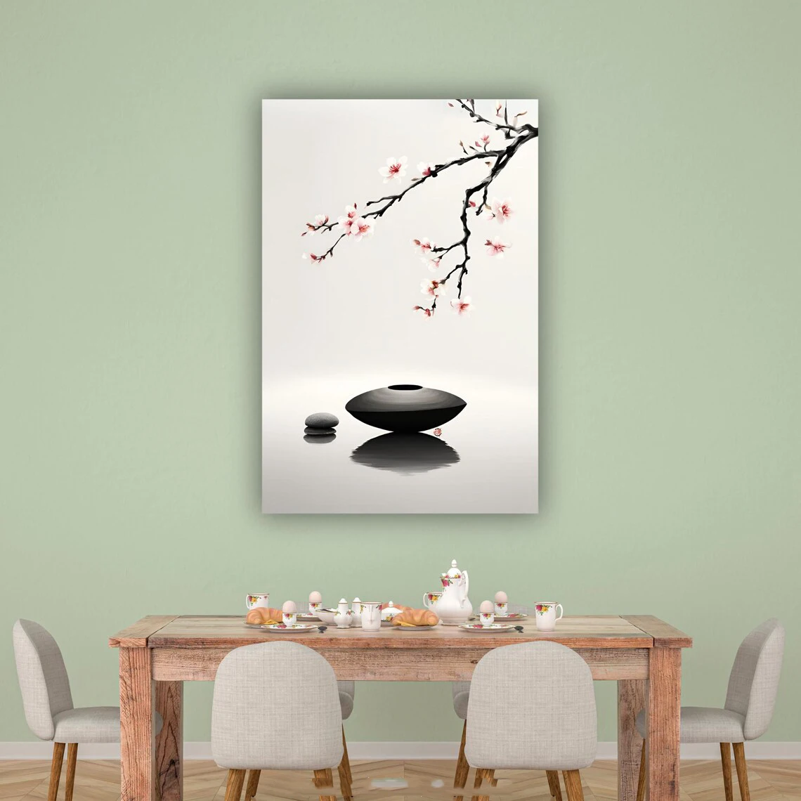 Japanese minimalist Zen style ink wash paintings, printmaking, decorative paintings