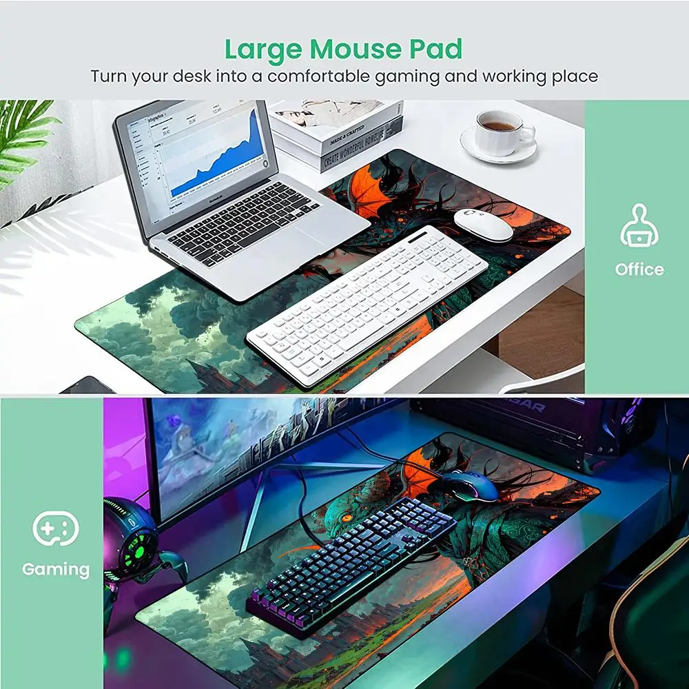 Fantasy-style king Mouse Pad Desk Mat with Stitched Edges non-Slip rubber base gamer pc accessories Gaming mat Extended pad