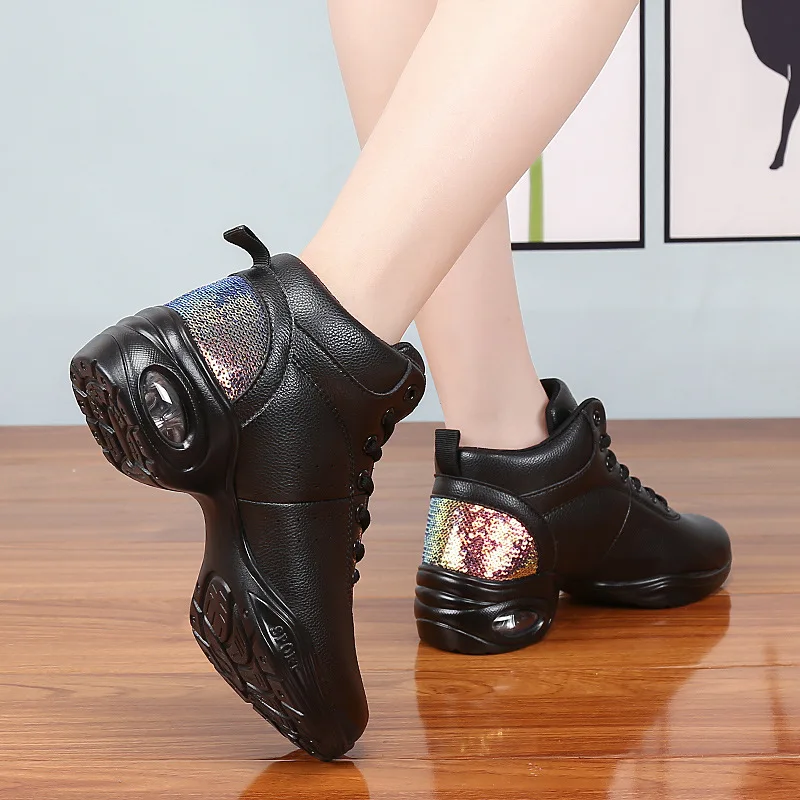 New Dance Shoes With Mid Heel Soft Square Dance Shoes For Women Jazz boots Dance Shoes High Top Adult Sailor Dance Sneakers