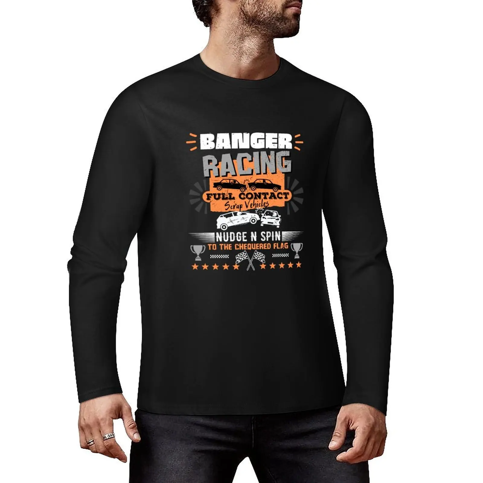 Banger Racing Demolition Derby Long T-Shirt cute tops funny t shirts oversized t shirt sweat shirts plain black t shirts men