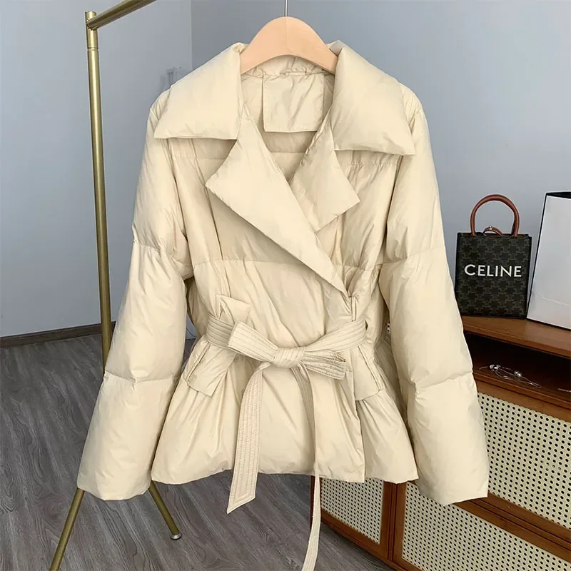 2023 New Female Clothing Ladies Winter Solid Color Down Jacket Women Fashion Loose Coat Women Lapel Warm Casual Chic Parka Coat