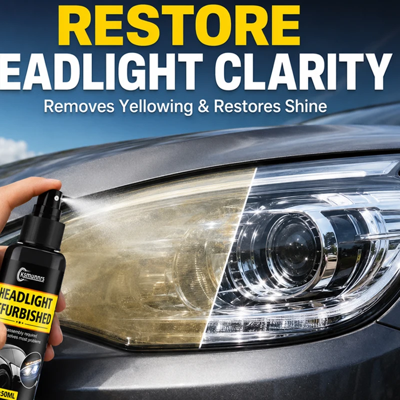 Car Headlight Repair Spray, Clarity Restorer for Yellowed Hazy Lights, Light Scratch Care and Protective Coating