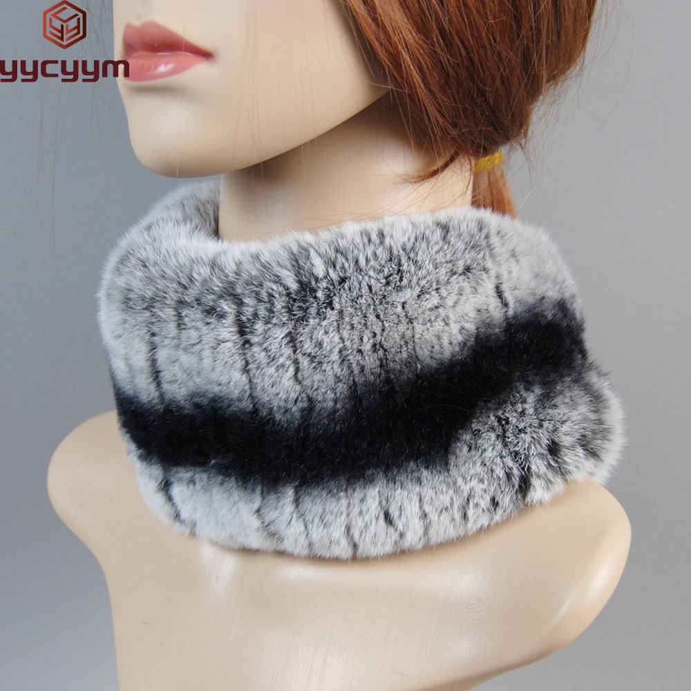 Winter Scarf Luxury Real Fur Warm Scarf Fashion Soft Thicken Snood Scarves Shawl For Women Rex Rabbit Fur Ring Scarves Headbands