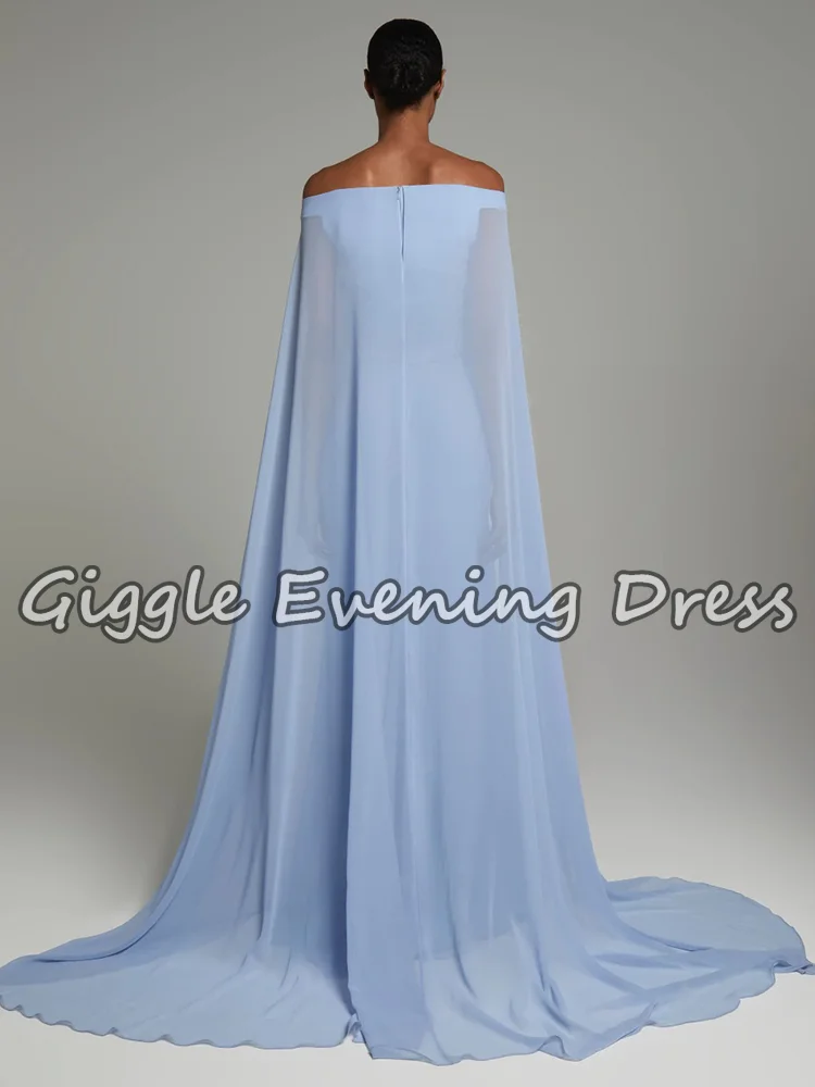 Abiti da ballo da donna con mantella elegante Abito da sera con spalle scoperte in piume di lusso Abito lungo da festa senza spalline a sirena in chiffon personalizzato