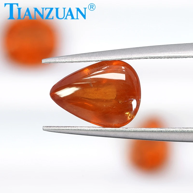 2.66CT Natural Garnet Vivid Orange Color Pear Shape Cabochon Cut Loose Gem Stone with GRC Certified