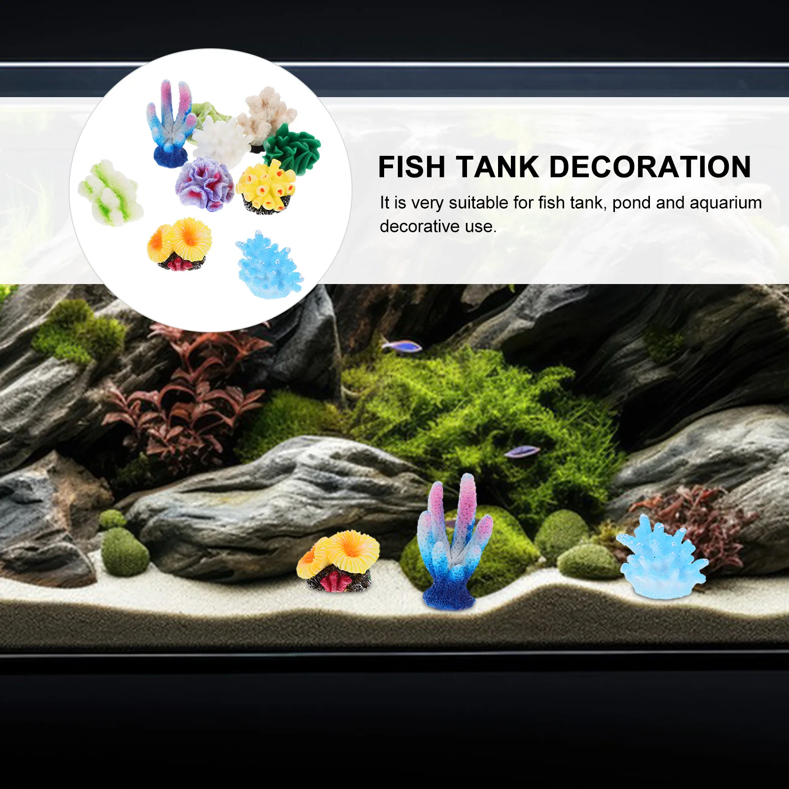 

10 pcs Artificial Coral Decor Resin Craft Aquarium Ornament Fish Tank Landscape Sculpture Home Decor Accessories