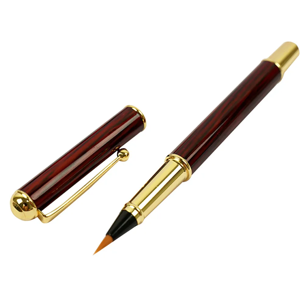 

1 шт. Премиальный перезаправляемый каллиграфический маркер с корпусом из нержавеющей стали, гладкой рукояткой, легкий, для китайской живописи и подписи