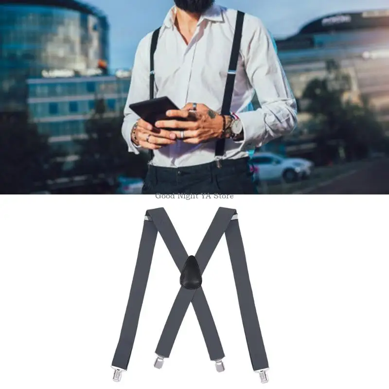  Adjustable Suspenders For Men Elastic Suspender With 4 Clip Durability Polyester