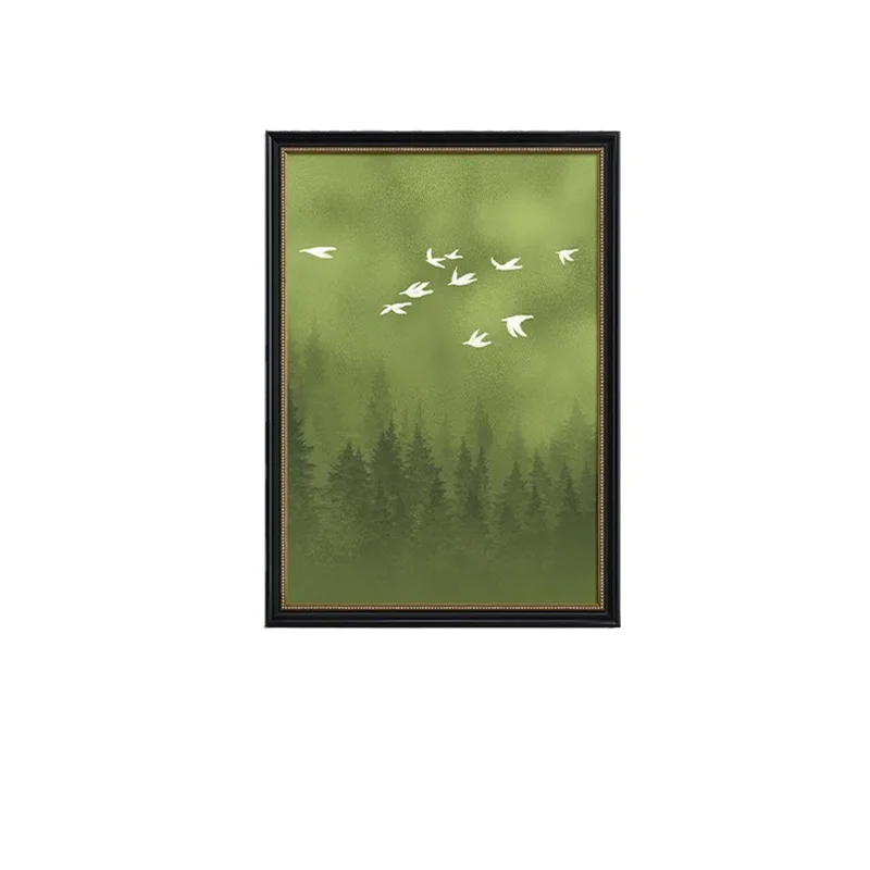 

Ancient style abstract bird living room decorative painting in solid wood frame Floor-to-ceiling French retro entrance sofa