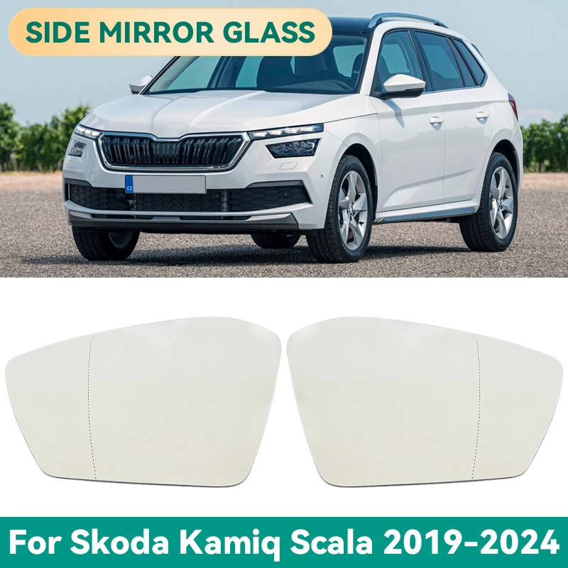 

Стеклянное зеркало заднего вида с подогревом, левым и правым зеркалом заднего вида для Skoda Scala Kamiq 2019 2020 2021 2022 2023 2024