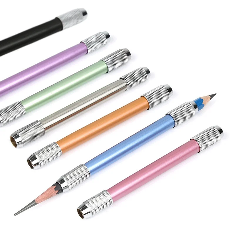 Metal Double-Ended Pencil Extender Log Extender Pen Catcher Sketch Student Writing Extension Bar