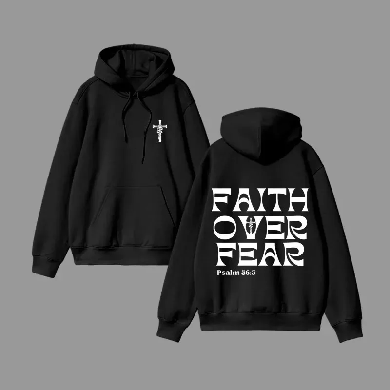 

2025 Autumn and Winter Unisex 100% Cotton FAITH OVER FEAR Print Hoodie High-end Luxury Is for Both Men and Women Top Y2k