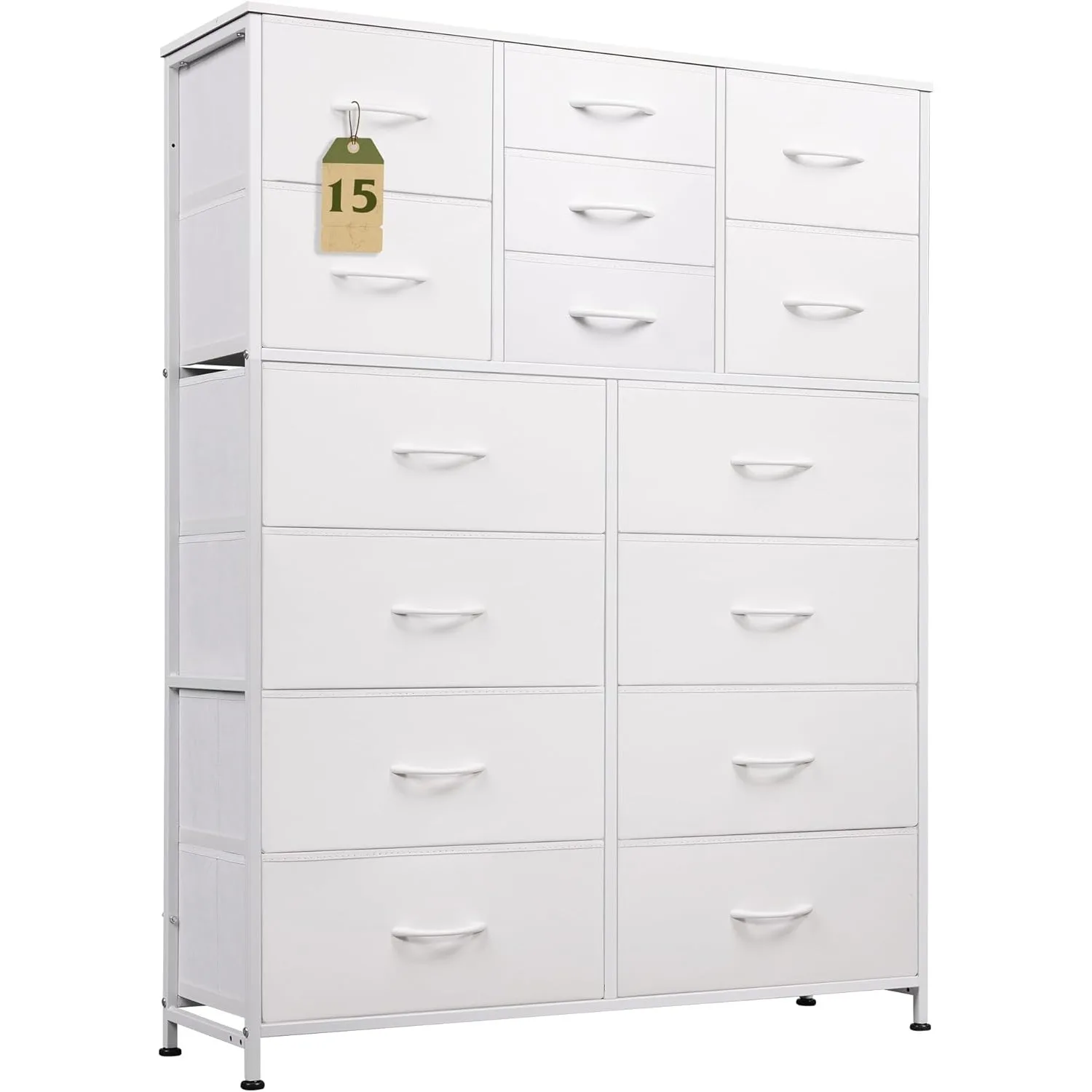 

Tall White Dresser for Bedroom Furniture, Fabric Dressers Storage Tower with 15 Deep Drawers Dresser for Closet Hallway Entryway